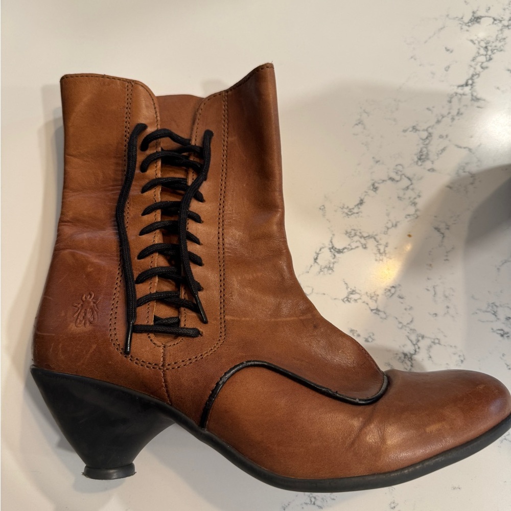 Fly London Lace-Up Leather Booties